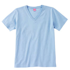 LA T V-Neck Cotton Tee - Dark/Color Blue, Light