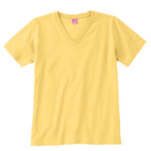 LA T V-Neck Cotton Tee - Dark/Color Yellow, Banana