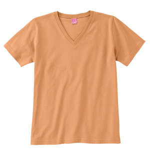 LA T V-Neck Cotton Tee - Dark/Color Melon