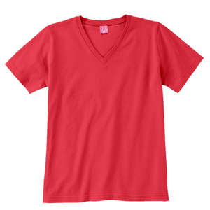 LA T V-Neck Cotton Tee - Dark/Color Red