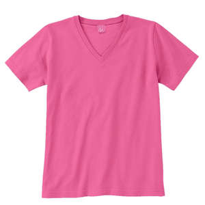LA T V-Neck Cotton Tee - Dark/Color Raspberry