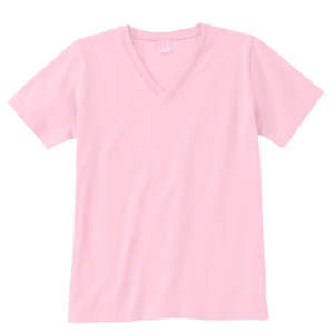 LA T V-Neck Cotton Tee - Dark/Color Pink