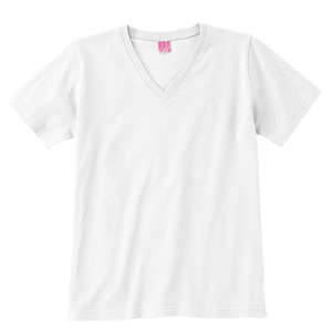Custom Promotional LA T V-Neck Cotton Tee - White/Neutral