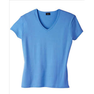 Hanes Silver For Her Classic Fit V-Neck Tee - Dark/Color Blue, Bimini