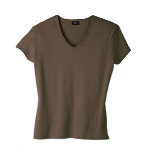 Hanes Silver For Her Classic Fit V-Neck Tee - Dark/Color Chocolate, Dark