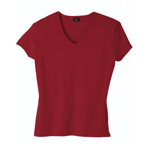 Hanes Silver For Her Classic Fit V-Neck Tee - Dark/Color Red, Deep