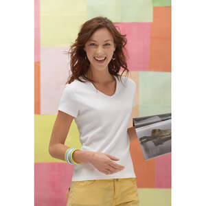 Custom Promotional Hanes Silver For Her Classic Fit V-Neck Tee - White/Neutral
