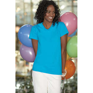 Anvil Womens V-Neck Tee - Dark/Color 
