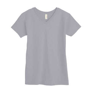 Anvil Womens V-Neck Tee - Dark/Color Gray, Heather