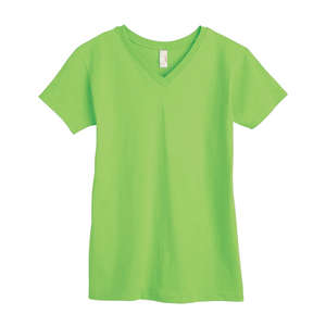 Anvil Womens V-Neck Tee - Dark/Color Green, Key Lime