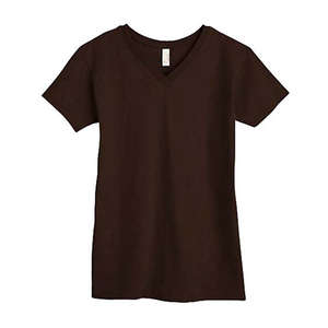 Anvil Womens V-Neck Tee - Dark/Color Chocolate