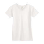 Custom Ladies T-Shirts - Anvil Womens V-Neck Tee - White/Neutral