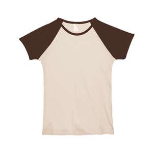 Anvil Womens Semi-Sheer Cap Sleeve Baseball Tee - Dark/Color Cream/Chocolate