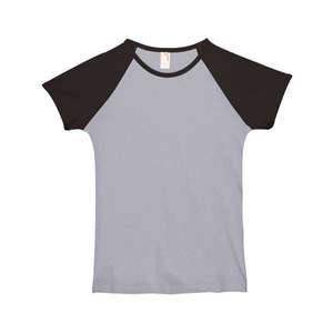 Anvil Womens Semi-Sheer Cap Sleeve Baseball Tee - Dark/Color Gray, Heathered/Black