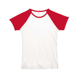 Anvil Womens Semi-Sheer Cap Sleeve Baseball Tee - White/Neutral White/Red