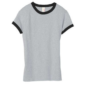 Anvil Semi-Sheer Short Sleeve Ringer - Dark/Color Gray, Heathered/Black