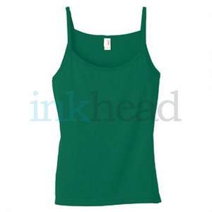 Anvil Semi-Sheer Spaghetti Strap Tank - Dark/Color Green, Aloe