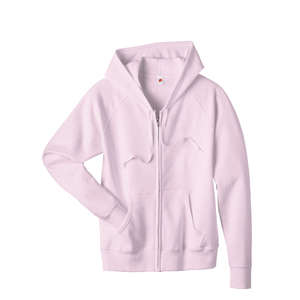 Hanes Womens 8 oz Full-Zip Fleece Hood - Dark/Color Pink, Pale