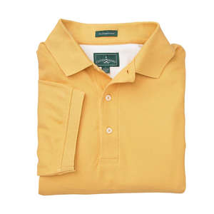Outer Banks Mens Egyptian Diamond Knit Pique Sport Shirt - Dark/All Gold Nugget