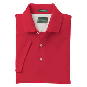 Outer Banks Mens Egyptian Diamond Knit Pique Sport Shirt - Dark/All Red, Bright