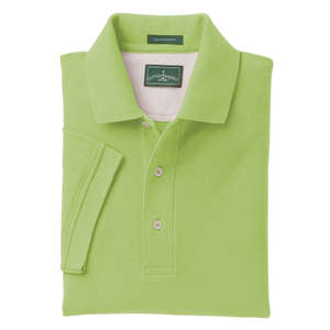 Outer Banks Mens Egyptian Diamond Knit Pique Sport Shirt - Dark/All Green, Spring