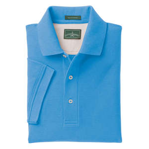 Outer Banks Mens Egyptian Diamond Knit Pique Sport Shirt - Dark/All Blue, Aquatic