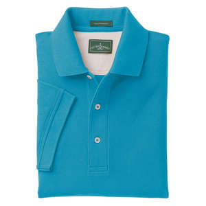 Outer Banks Mens Egyptian Diamond Knit Pique Sport Shirt - Dark/All Turquoise