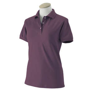 Izod Womens Short Sleeve Silk Wash Pique - Dark/Color Plum Boulder