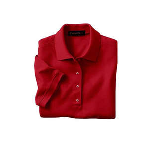 Jerzees Womens Pima Cotton Baby Pique Double Mesh Polo - Dark/All Red Tape
