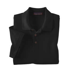 Jerzees Cross Creek Mens Pima Cotton Baby Pique Double Mesh Polo - Dark/All Black