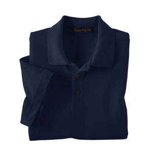 Jerzees Cross Creek Mens Pima Cotton Baby Pique Double Mesh Polo - Dark/All Blue, Navy