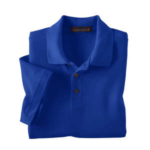 Jerzees Cross Creek Mens Pima Cotton Baby Pique Double Mesh Polo - Dark/All Blue, True Royal