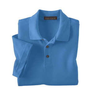 Jerzees Cross Creek Mens Pima Cotton Baby Pique Double Mesh Polo - Dark/All Blue, Cornflower