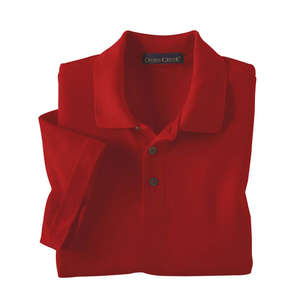 Jerzees Cross Creek Mens Pima Cotton Baby Pique Double Mesh Polo - Dark/All Red Tape