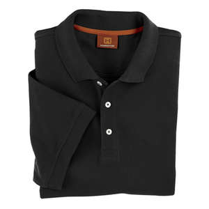 Harriton Mens Short Sleeve Pique Polo - Dark/Color (6.5 oz) Black