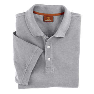 Harriton Mens Short Sleeve Pique Polo - Dark/Color (6.5 oz) Gray, Heathered