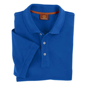 Harriton Mens Short Sleeve Pique Polo - Dark/Color (6.5 oz) Blue, True Royal