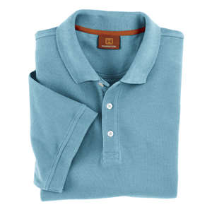 Harriton Mens Short Sleeve Pique Polo - Dark/Color (6.5 oz) Blue, Chalk
