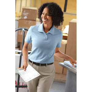 Harriton Womens Short Sleeve Pique Polo - Dark/Color (6.5 oz) 