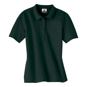 Hanes Womens Cotton Pique Sport Shirt - Dark/Colors Green, Deep Forest
