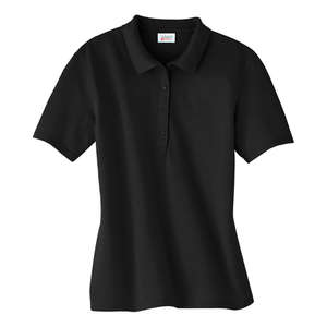 Hanes Womens Cotton Pique Sport Shirt - Dark/Colors Black