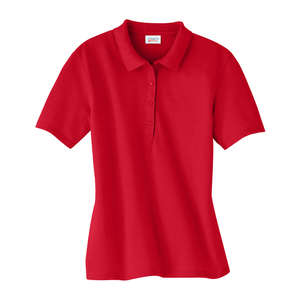 Hanes Womens Cotton Pique Sport Shirt - Dark/Colors Red, Deep
