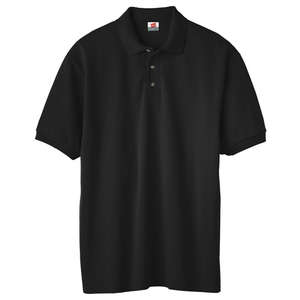 Hanes Mens Cotton Pique Sport Shirt - Dark/Color Black