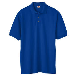 Hanes Mens Cotton Pique Sport Shirt - Dark/Color Blue, Deep Royal