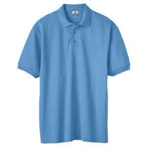 Hanes Mens Cotton Pique Sport Shirt - Dark/Color Blue, Carolina