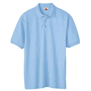 Hanes Mens Cotton Pique Sport Shirt - Dark/Color Blue, Light
