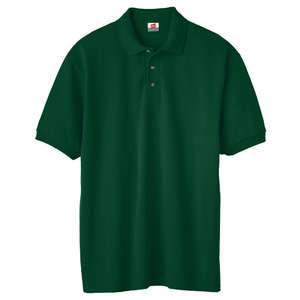 Hanes Mens Cotton Pique Sport Shirt - Dark/Color Green, Forest