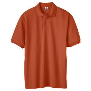 Hanes Mens Cotton Pique Sport Shirt - Dark/Color Orange, Texas