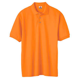 Hanes Mens Cotton Pique Sport Shirt - Dark/Color Orange, Athletic