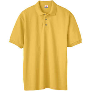Hanes Mens Cotton Pique Sport Shirt - Dark/Color Gold Nugget